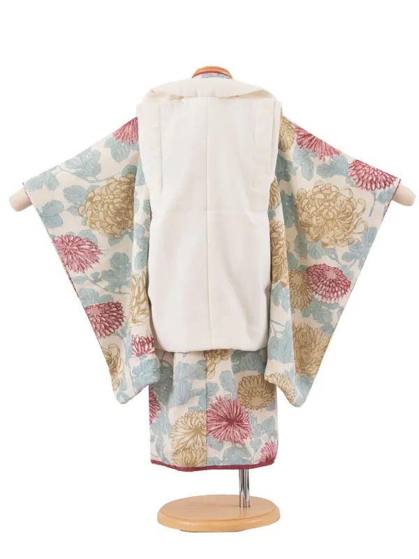 七五三レンタル （2歳女児被布）2216 オフホワイト×ベージュ 菊