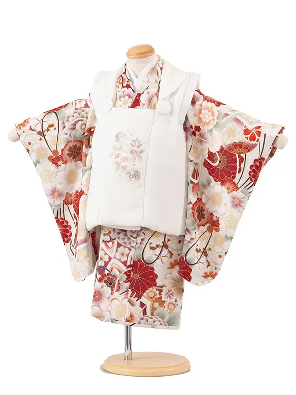 七五三レンタル （2歳女児被布）2220 アイボリー×ライトベージュ 鞠菊
