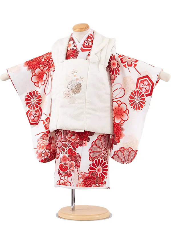 七五三レンタル （2歳女児被布）2221 アイボリー×白地 薬玉