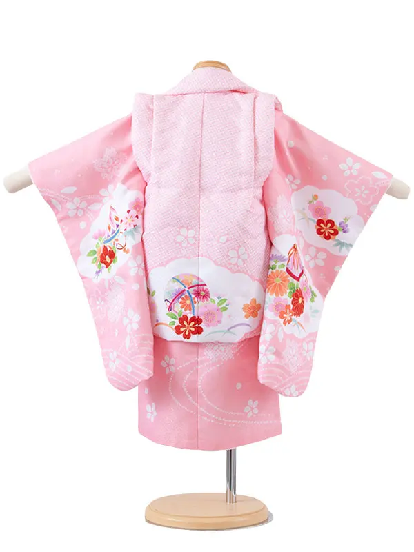 七五三レンタル （2歳女児被布）2223 ピンク 絞り調 鞠 雲取り
