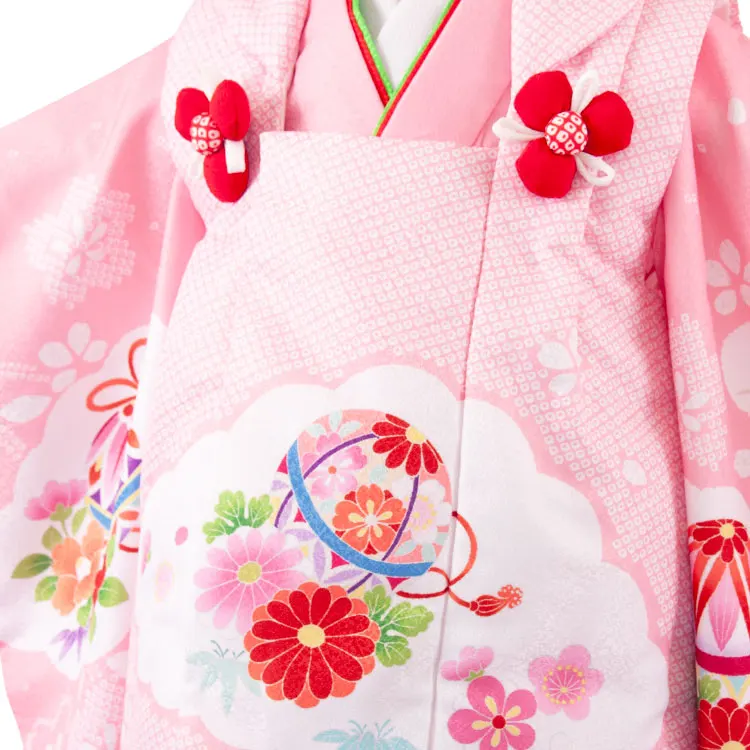 七五三レンタル （2歳女児被布）2223 ピンク 絞り調 鞠 雲取り