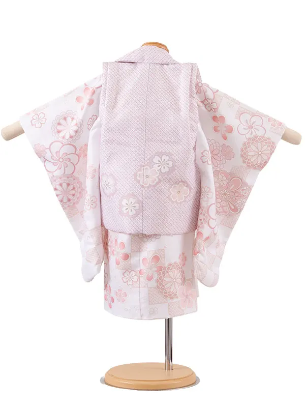七五三レンタル （2歳女児被布）2226 くすみピンク×白地 絞り調 ねじり梅