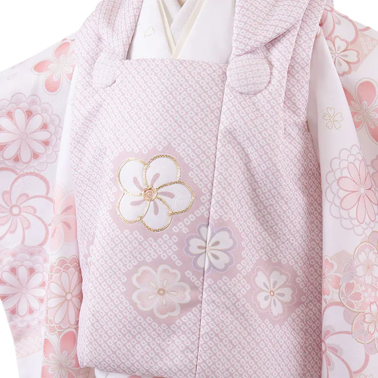 七五三レンタル （2歳女児被布）2226 くすみピンク×白地 絞り調 ねじり梅