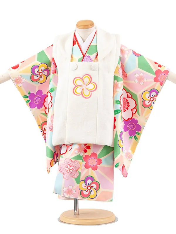 七五三レンタル （2歳女児被布）2228 万華鏡柄 ねじり梅 桜