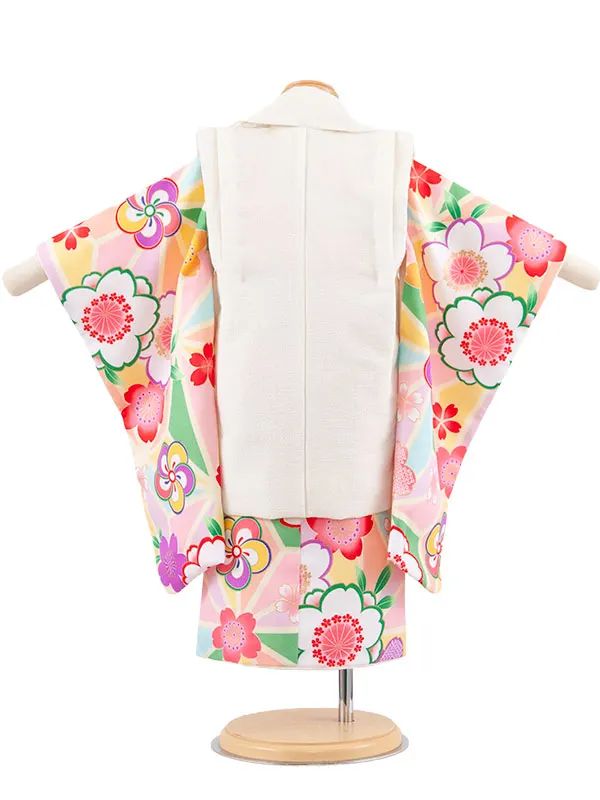 七五三レンタル （2歳女児被布）2228 万華鏡柄 ねじり梅 桜