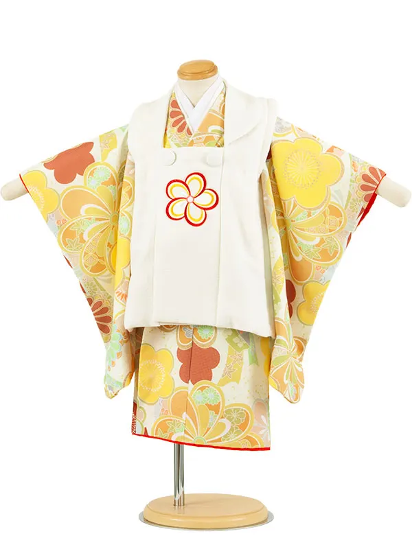 七五三レンタル （2歳女児被布）2233 アイボリー 梅に菊