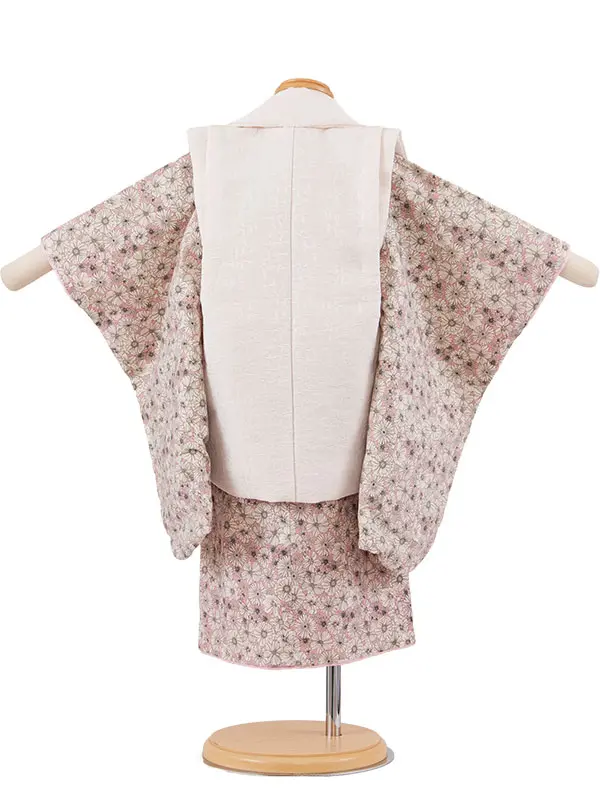七五三レンタル （2歳女児被布）2235 アイボリー×ピンク 花柄