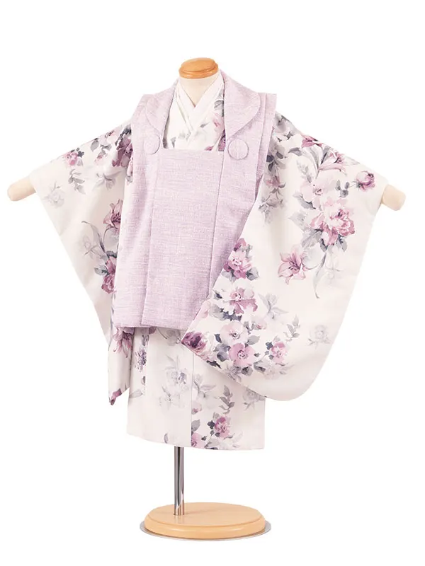 七五三レンタル （2歳女児被布）2237 紫×白 花柄