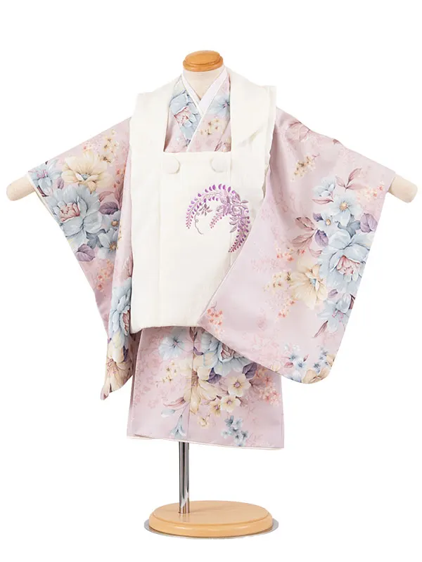 七五三レンタル （2歳女児被布）2238 アイボリー×くすみピンク 牡丹