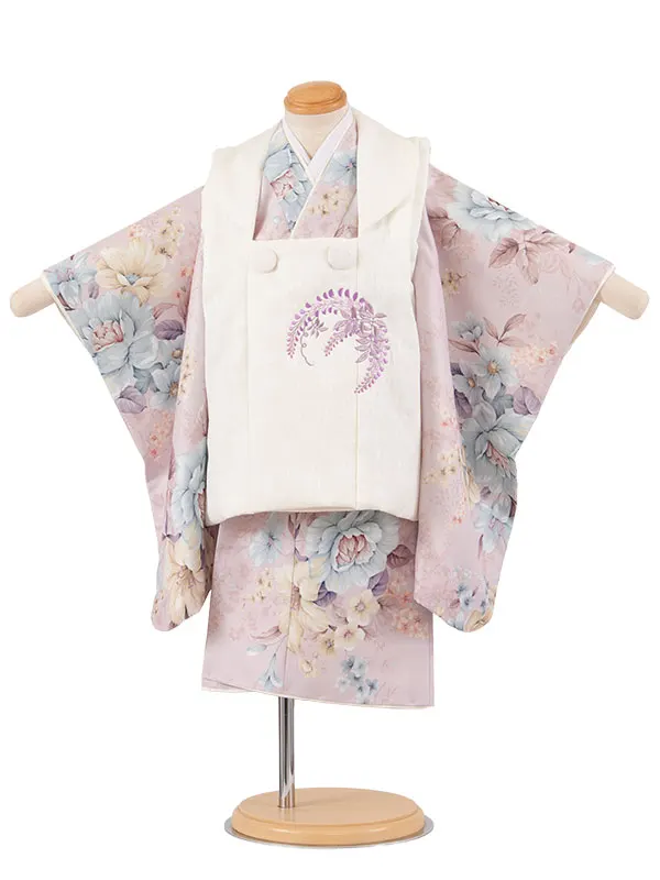 七五三レンタル （2歳女児被布）2238 アイボリー×くすみピンク 牡丹