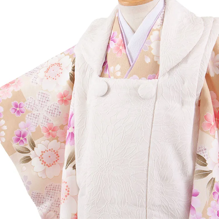 七五三レンタル （2歳女児被布）2240 アイボリー×薄黄土色 桜鞠
