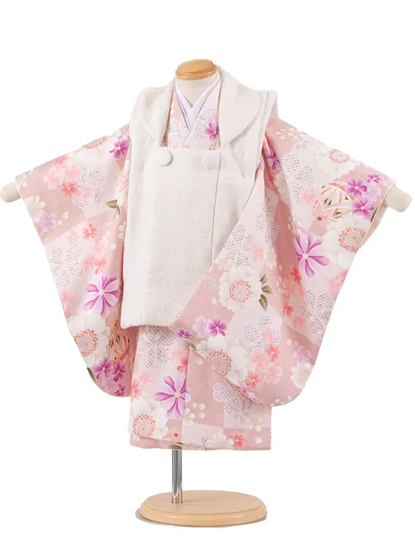 七五三レンタル （2歳女児被布）2241 アイボリー×ピンク 桜鞠