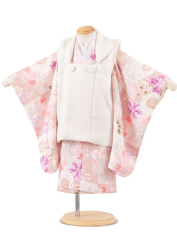 七五三レンタル （2歳女児被布）2241 アイボリー×ピンク 桜鞠