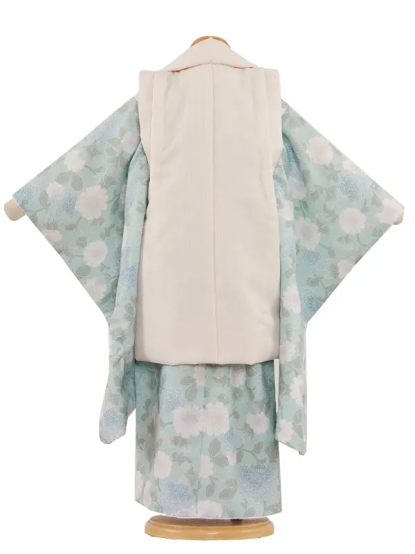 七五三(3歳女児被布) 3446 ミントグリーン花