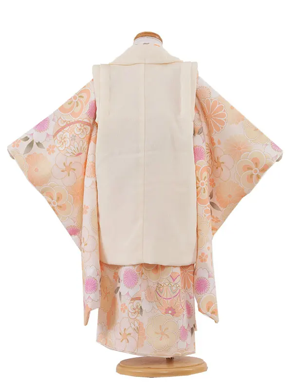 七五三(3歳女児被布) 3507 クリームオレンジ 鞠梅