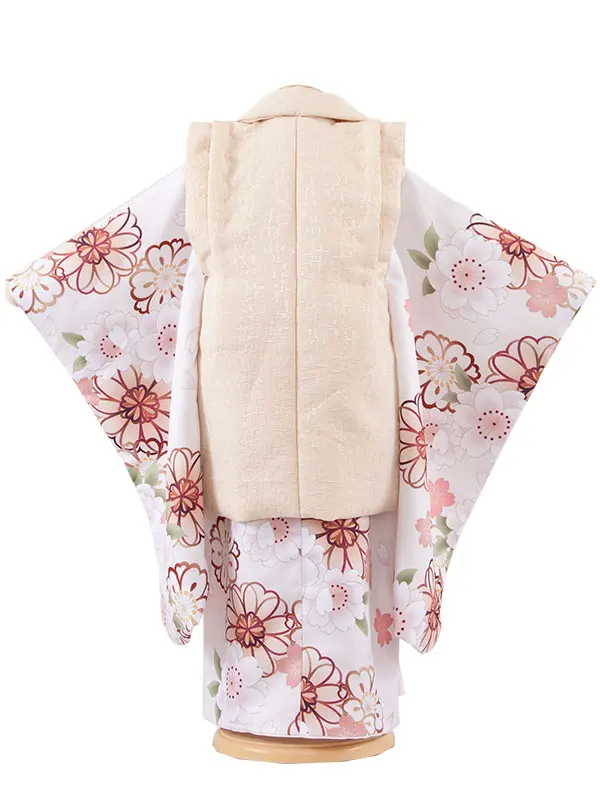七五三レンタル （3歳女児被布）3563 白地 桜