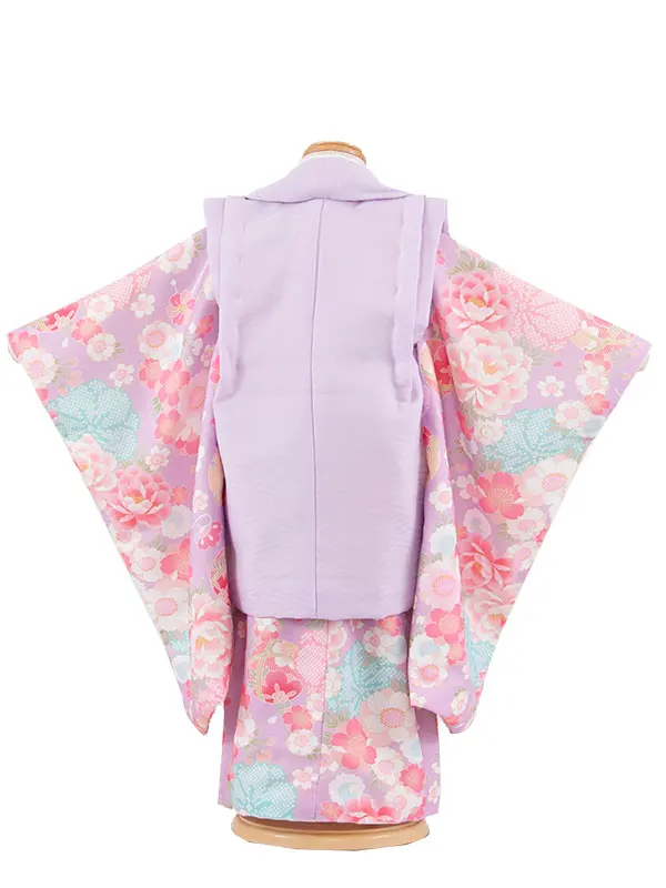 七五三レンタル （3歳女児被布）3571 梅疋田 藤 和花 式部浪漫