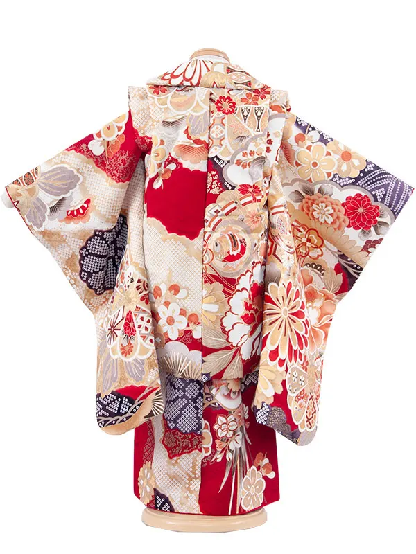 七五三レンタル （3歳女児被布）3583 赤地  豪華絢爛 和花