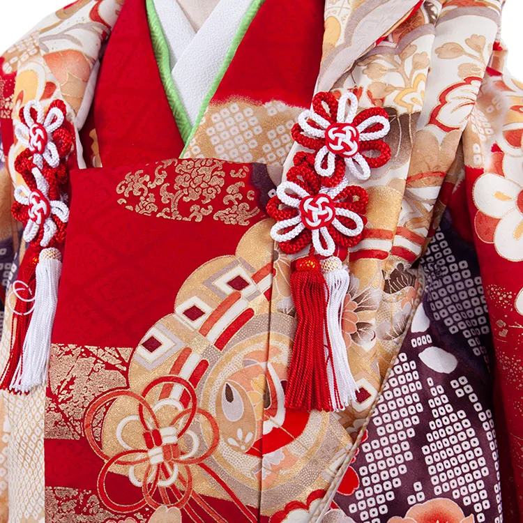 七五三レンタル （3歳女児被布）3583 赤地  豪華絢爛 和花