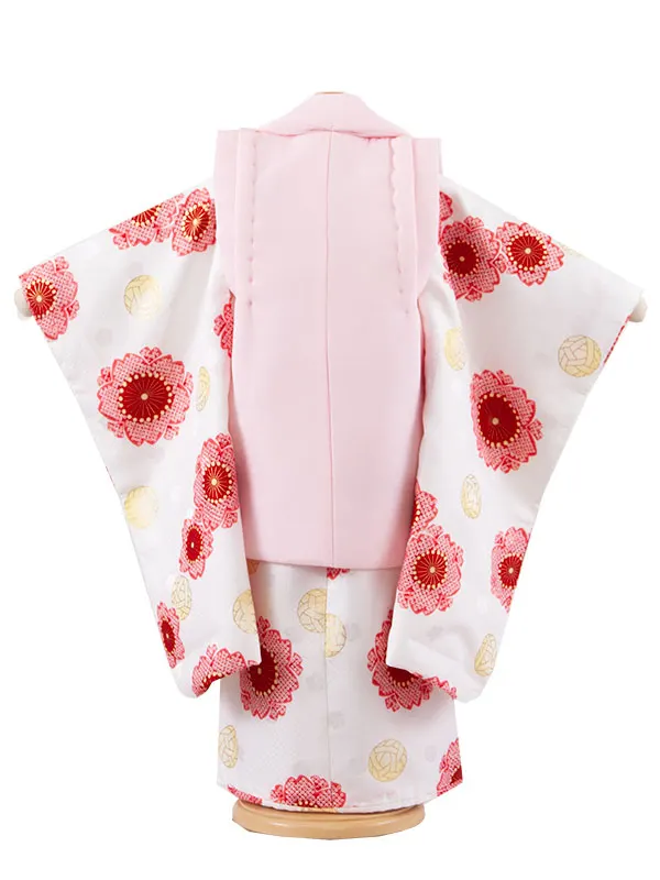 七五三レンタル （3歳女児被布）3615 ピンク×白地 桜 鞠