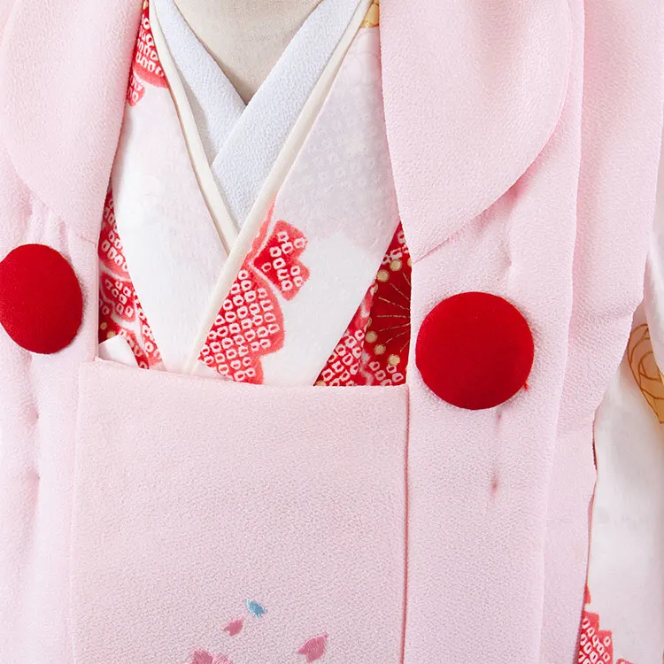 七五三レンタル （3歳女児被布）3615 ピンク×白地 桜 鞠