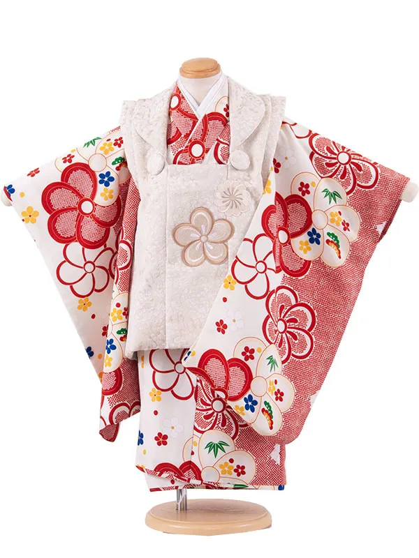 七五三レンタル （3歳女児被布）3616 ベージュ×ベージュ ねじり梅