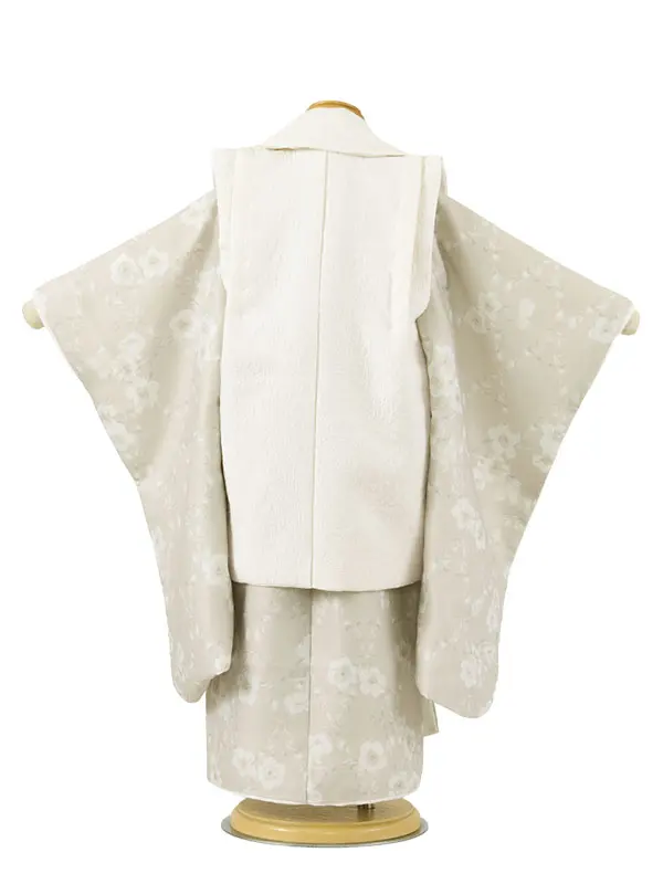 七五三レンタル （3歳女児被布）3627 式部浪漫 アイボリー×ベージュ 花