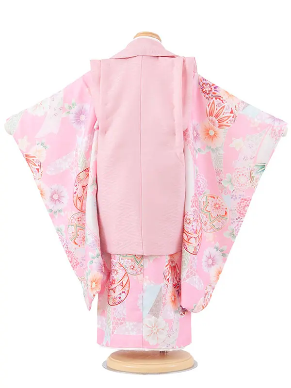 七五三レンタル （3歳女児被布）3635 式部浪漫 ピンク×ピンク 鞠