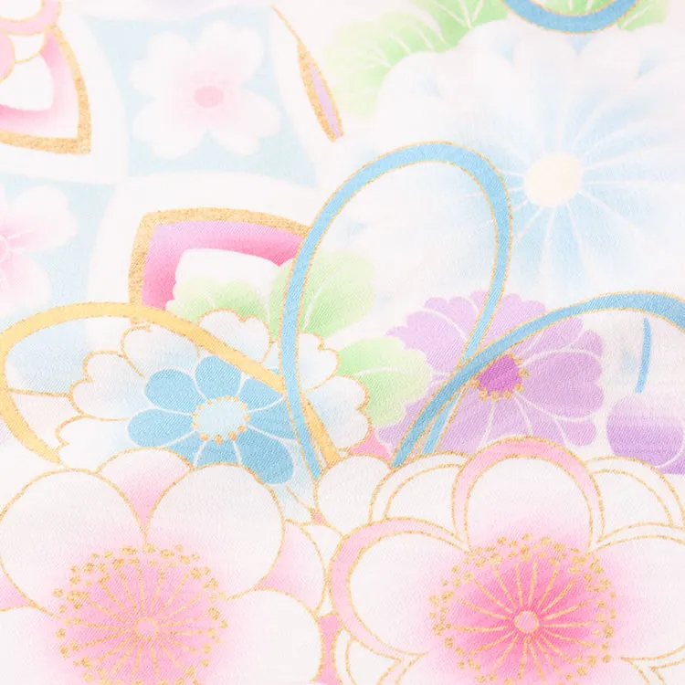 七五三レンタル （3歳女児被布）3638 式部浪漫 藤色×アイボリー 桜刺繍