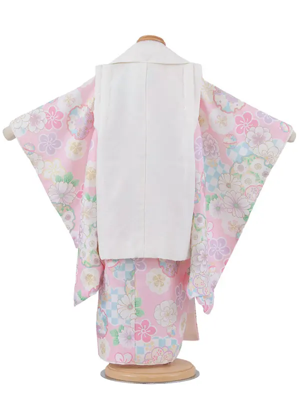 七五三レンタル （3歳女児被布）3639 式部浪漫 アイボリー×ピンク