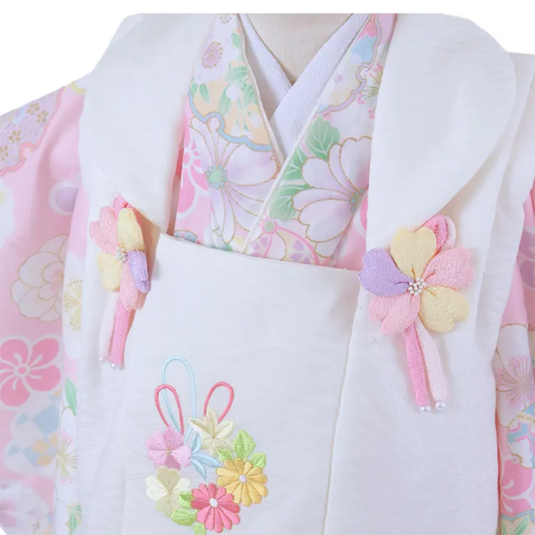 七五三レンタル （3歳女児被布）3639 式部浪漫 アイボリー×ピンク