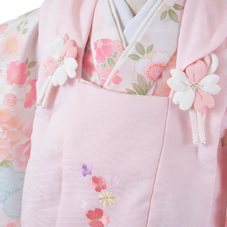 七五三レンタル （3歳女児被布）3641 式部浪漫 ピンク×アイボリー 桜刺?
