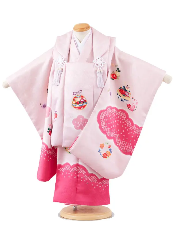 七五三レンタル （3歳女児被布）3656 ピンク 絞り調 鈴鞠 梅