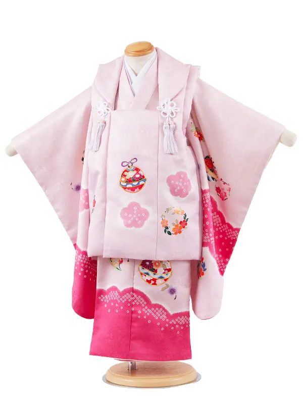 七五三レンタル （3歳女児被布）3656 ピンク 絞り調 鈴鞠 梅