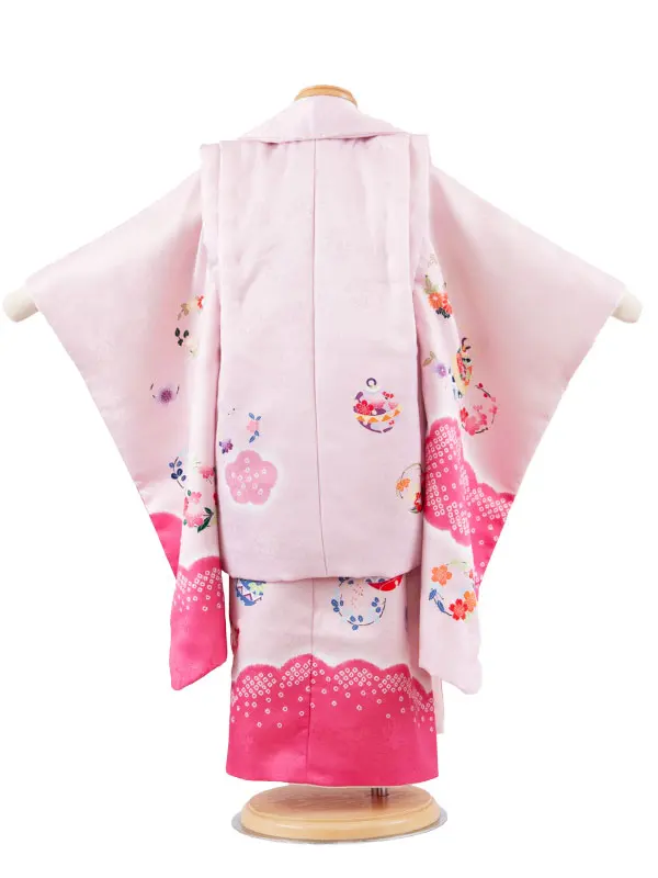 七五三レンタル （3歳女児被布）3656 ピンク 絞り調 鈴鞠 梅