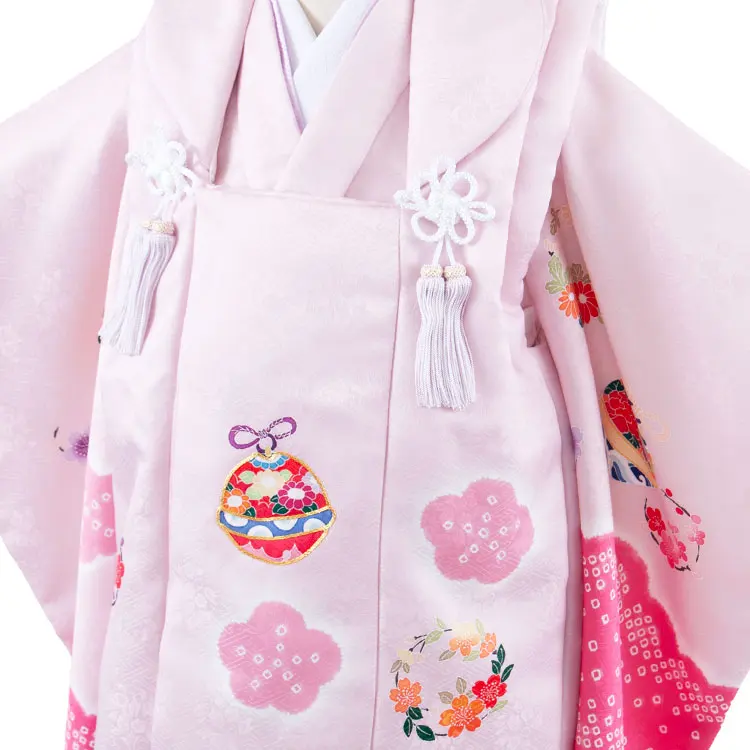 七五三レンタル （3歳女児被布）3656 ピンク 絞り調 鈴鞠 梅