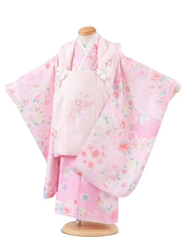 七五三レンタル （3歳女児被布）3660 式部浪漫 ピンク 束ね熨斗