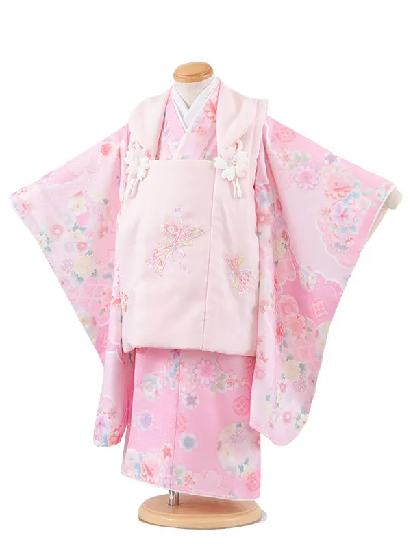 七五三レンタル （3歳女児被布）3660 式部浪漫 ピンク 束ね熨斗
