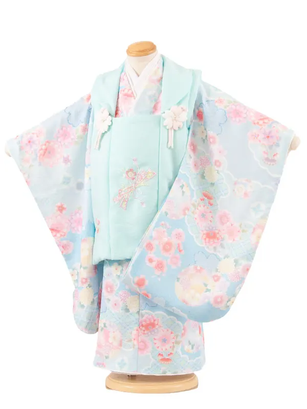 七五三レンタル （3歳女児被布）3661 式部浪漫 空色 束ね熨斗
