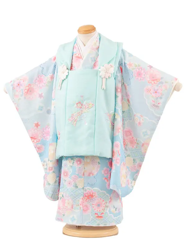 七五三レンタル （3歳女児被布）3661 式部浪漫 空色 束ね熨斗