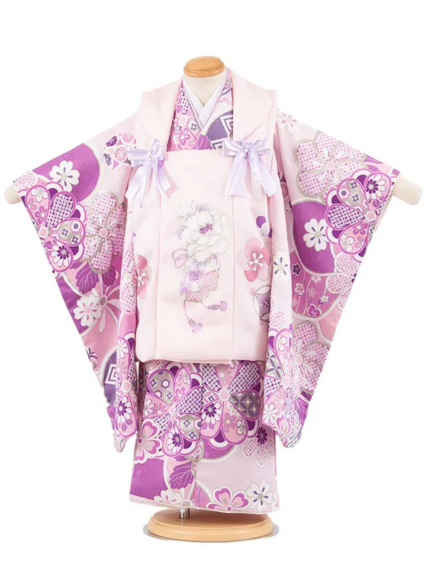 七五三レンタル （3歳女児被布）3667 Shinako ピンク×薄紫 ねじり梅