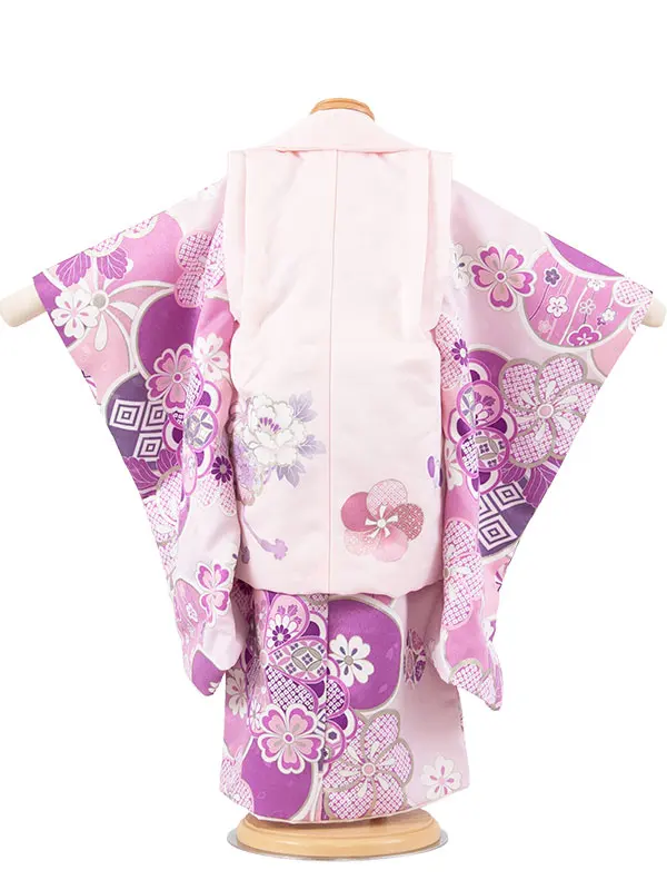 七五三レンタル （3歳女児被布）3667 Shinako ピンク×薄紫 ねじり梅