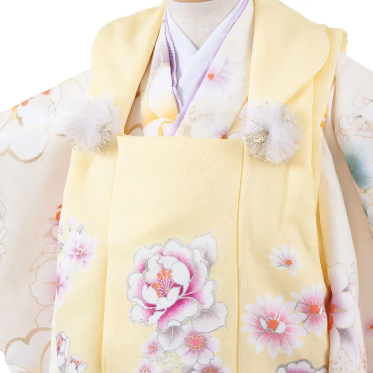 七五三レンタル （3歳女児被布）3668 Shinako 黄×クリーム 牡丹