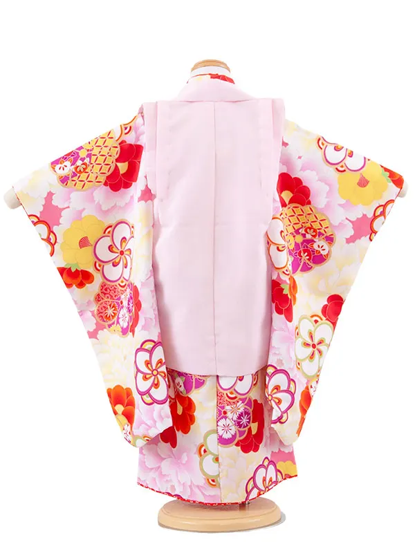 七五三レンタル （3歳女児被布）3673 ピンク 牡丹 ねじり梅