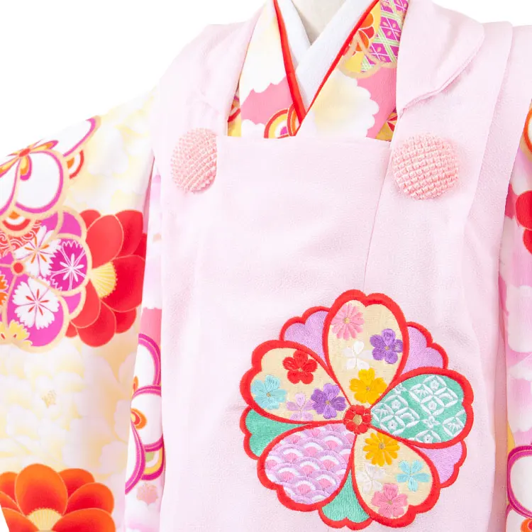 七五三レンタル （3歳女児被布）3673 ピンク 牡丹 ねじり梅
