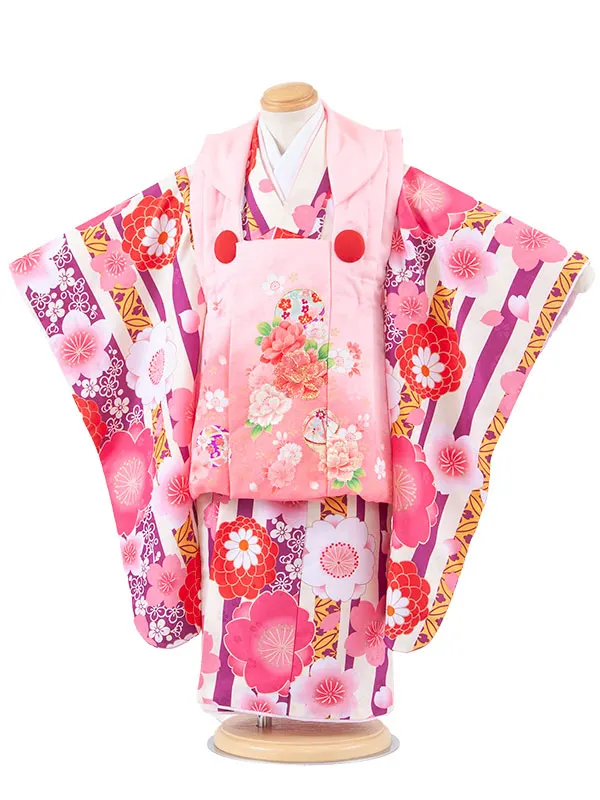 七五三レンタル （3歳女児被布）3674 ピンク×クリーム 梅