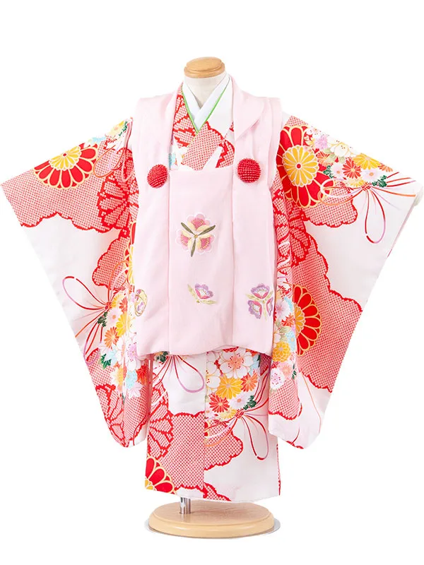 七五三レンタル （3歳女児被布）3677 ピンク×白 古典