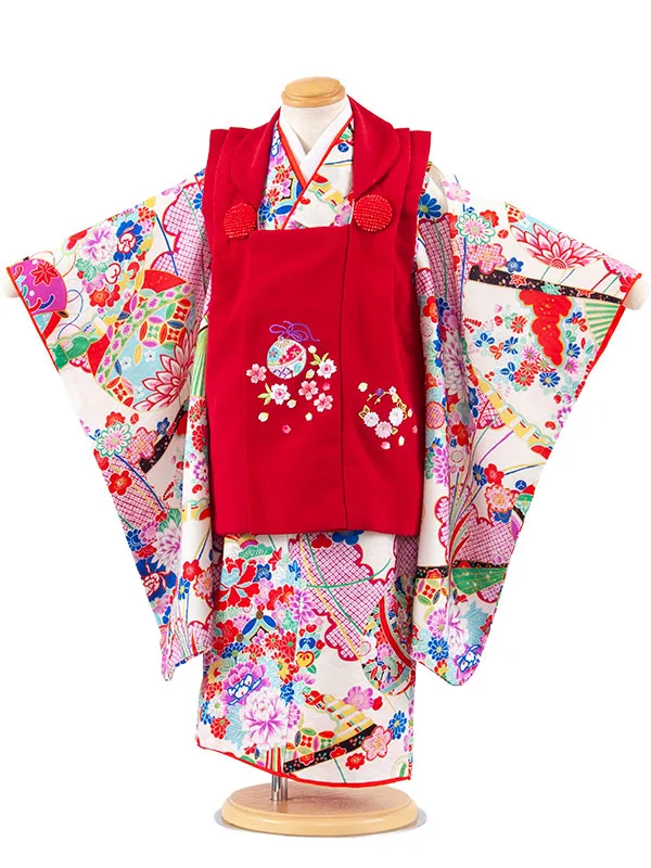 七五三レンタル （3歳女児被布）3684 えんじ色×アイボリー 古典