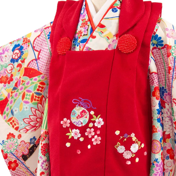 七五三レンタル （3歳女児被布）3684 えんじ色×アイボリー 古典