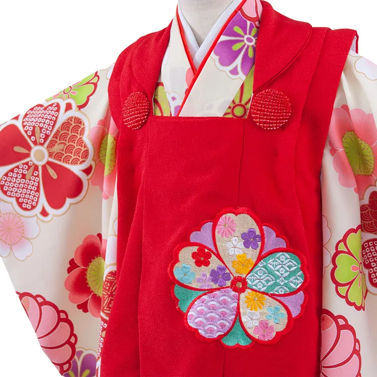七五三レンタル （3歳女児被布）3688 赤×アイボリー 梅菊